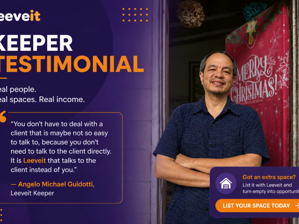 Angelo Michael Guidotti, Leeveit Keeper, sharing his testimonial about listing his parking space and earning passive income in Metro Manila